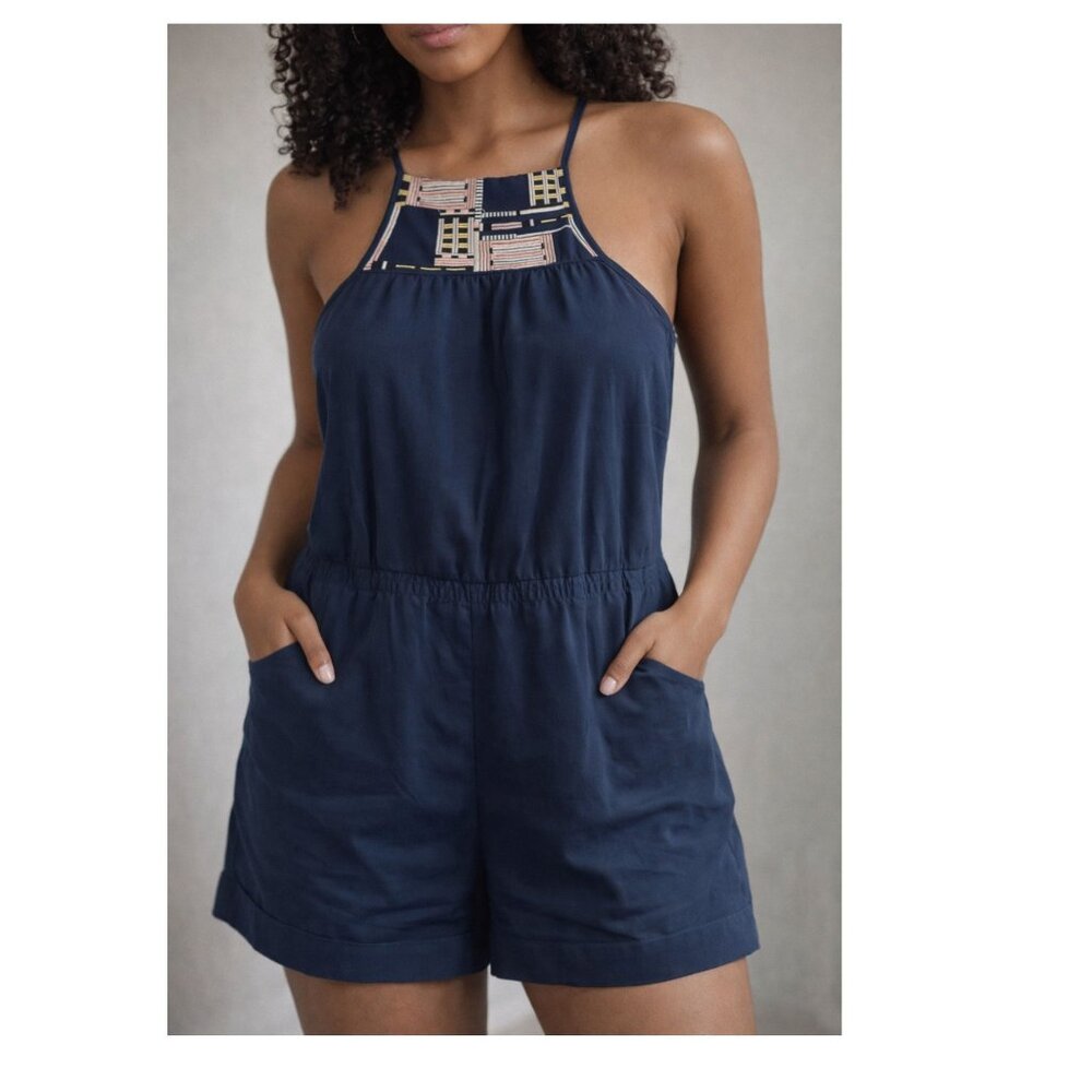 Piplettee Blue Short Romper Small with Pockets